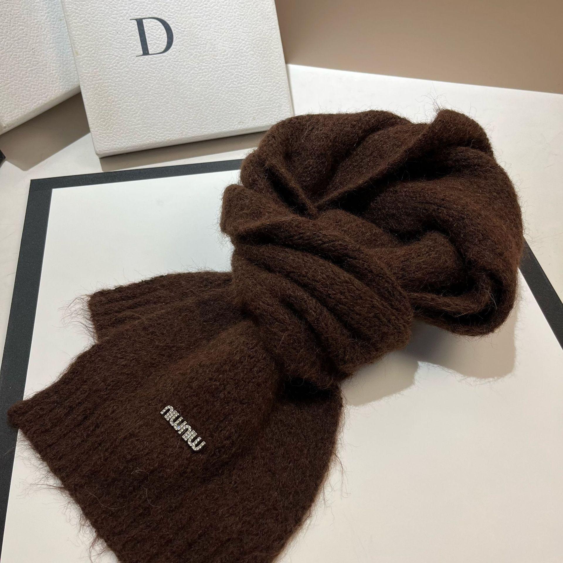 Winter Camel Wool Soft Waxy Scarf Women S Trend Lengthened Thick Warm Wool Knitted Scarf темно-коричневого