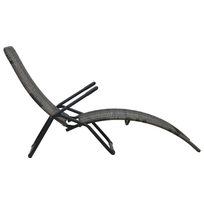 VidaXL Chaise longue pliable Résine tressée Gris