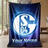 Schalke 04 FC Benutzerdefinierter Name Text Flanelldecke Fußball Logo Personalisierte Fleece-Wurfkuscheldecke Besonderes Geschenk für Sofa Schlafzimmer Zuhause