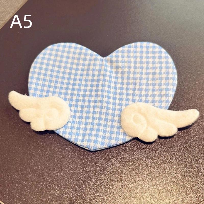 Sweet Angel Wing Heart Coaster Girly Aesthetic Plaid Anti-Scald Table Pad for Coffee Shop Desktop 1Pcs