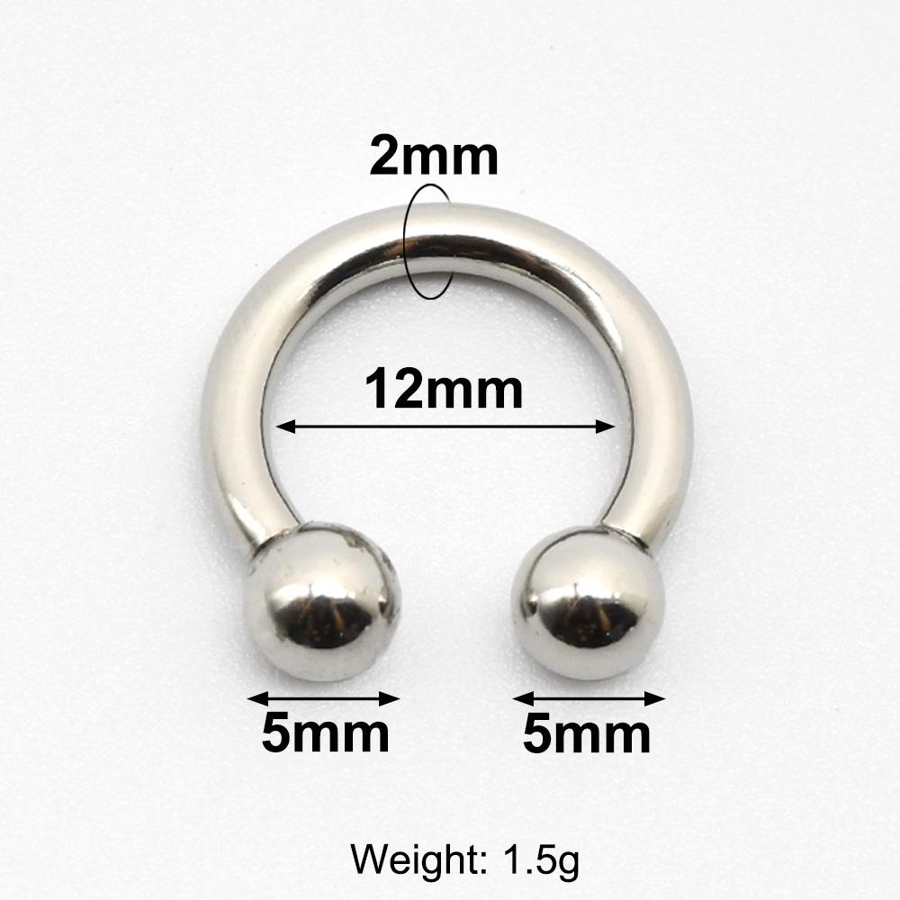 12G-00G Velký průměr Kruhový činkový kroužek z nerezové oceli s vnitřním závitem Piercing do nosu Septum Piercing Rozšiřovač Náušnice do laloku