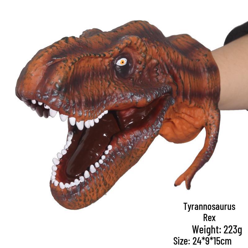 Children's Soft Rubber Dinosaur Hand Puppet - Triceratops & T-Rex Interactive Toy