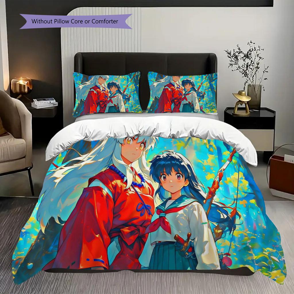 Fantasy Anime Collage Art Bedding (1 * duvet cover + 2 * pillowcase, without core) 2D Flat Duvet cover and pillowcase Bedding set Soft and comfortable
