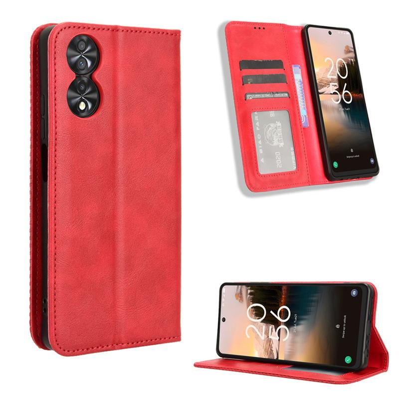 Leder Klapphüllen für TCL 40 NxtPaper 4G Handyhülle Klapphülle Ständer Stoßfest Langlebig Retro Schutzhülle