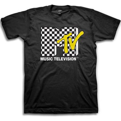 MTV Mens Shirt with Checkerboard - #TBT Mens 1980's 1990'S Clothing - I Want My Music Television T-Shirt