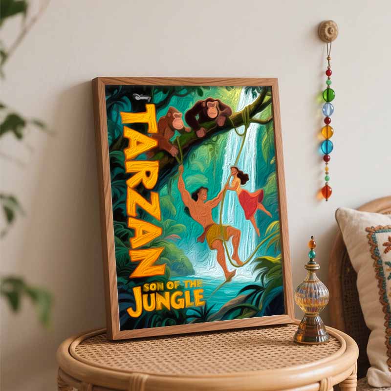 Disney Tarzan Jungle Adventure Handmade Diy Oil Painting Digital Painting Kit Home Living Room Entrance Decoration Hanging Painting