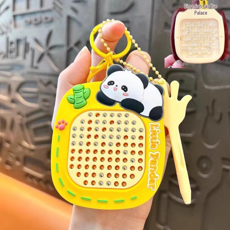 Magnetic Steel Ball Drawing Board Keychain - Cute Backpack Pendant or Car Key Accessory Gift.