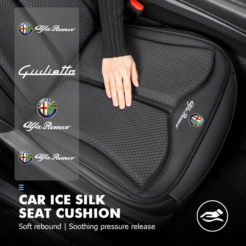 Ice Silk Car Front Rear Seat Cushion Backrest Pad Anti-slip Mat For Alfa Romeo GT Stelvio F1 Brera Volante Tonale Gloria Disco