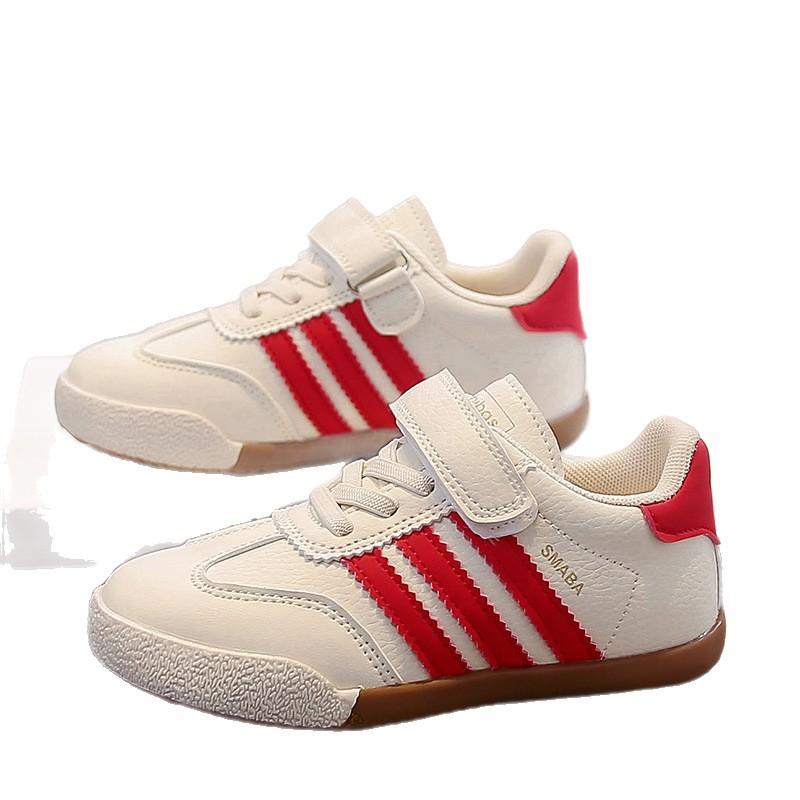 Children's Moral Training Shoes 2025 Spring and Autumn New Shoes Girls White Board Shoes Soft Sole Leather Boys Casual Sports Shoes