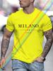 Milano Letter Print Cotton Oversized Men Short Sleeve Casual T Shirt Woman Clothing Tops  Summer Tees Fashion Streetwear