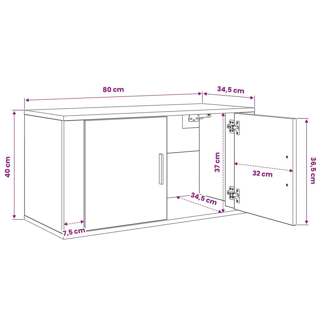 Wall Mounted TV Cabinet Set 3 Pcs Reclaimed Wood Look 80 X 34.5 X 40 Cm