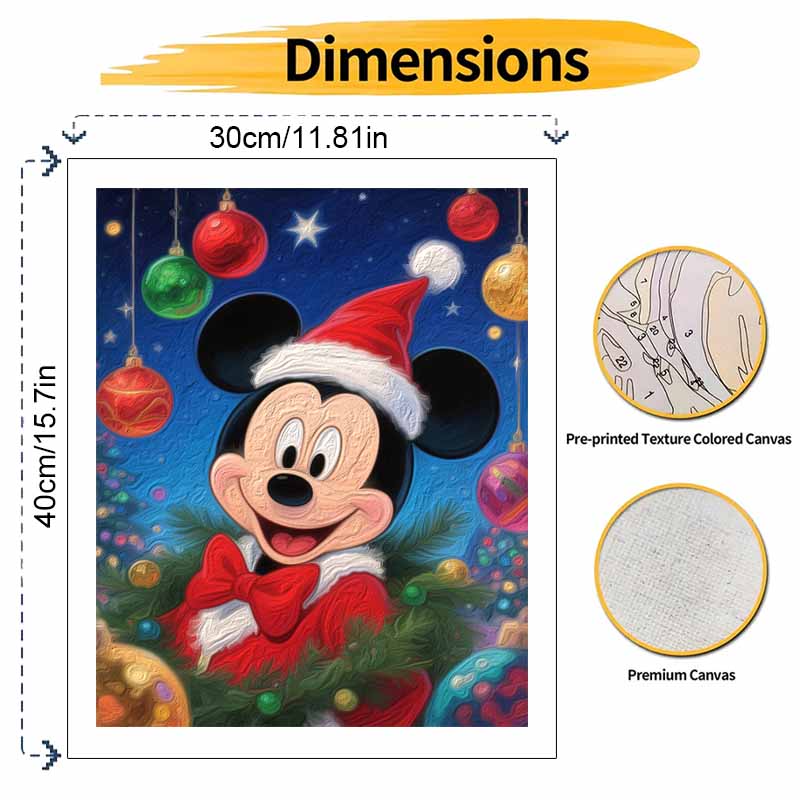 Disney Christmas Mickey Oil Painting Hand Painting Coloring Painting Handmade Diy Home Decoration Gift