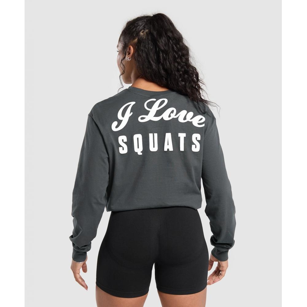 

GYMSHARK I Love Squats Длинный рукав Скейтер Асфальт Серый B1C9J GCBZ XXS