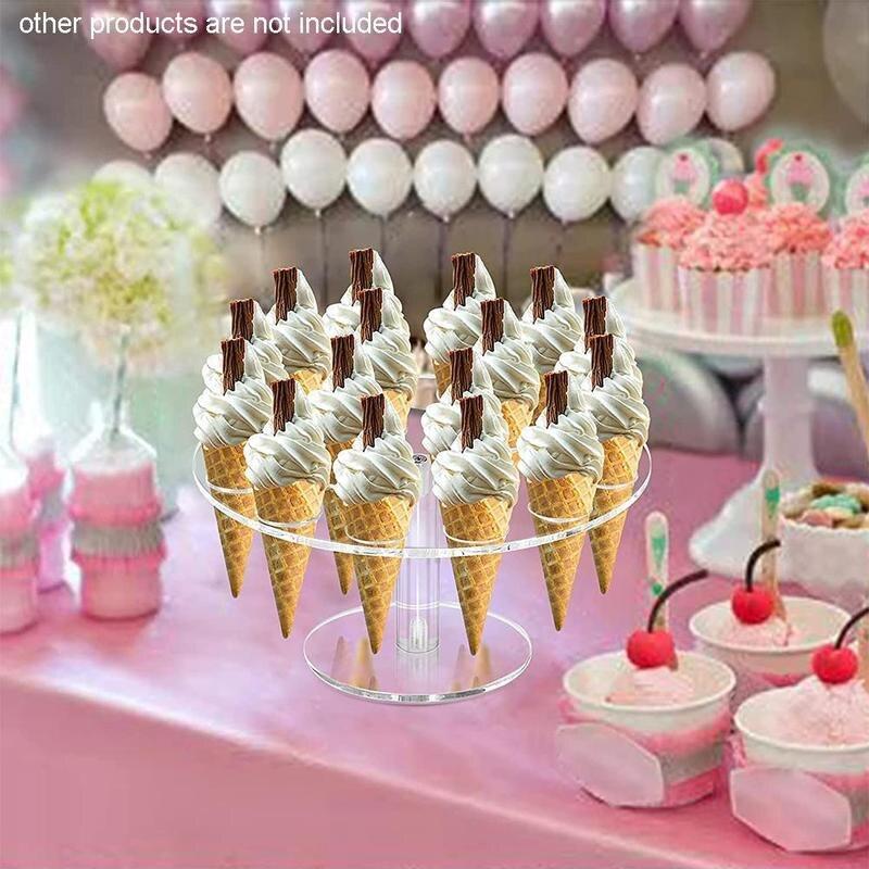 16 Holes Acrylic Transparent Ice Cream Stand Cake Cone Stand Holder Wedding Buffet Food Display Stand Baking Kitchen Tools