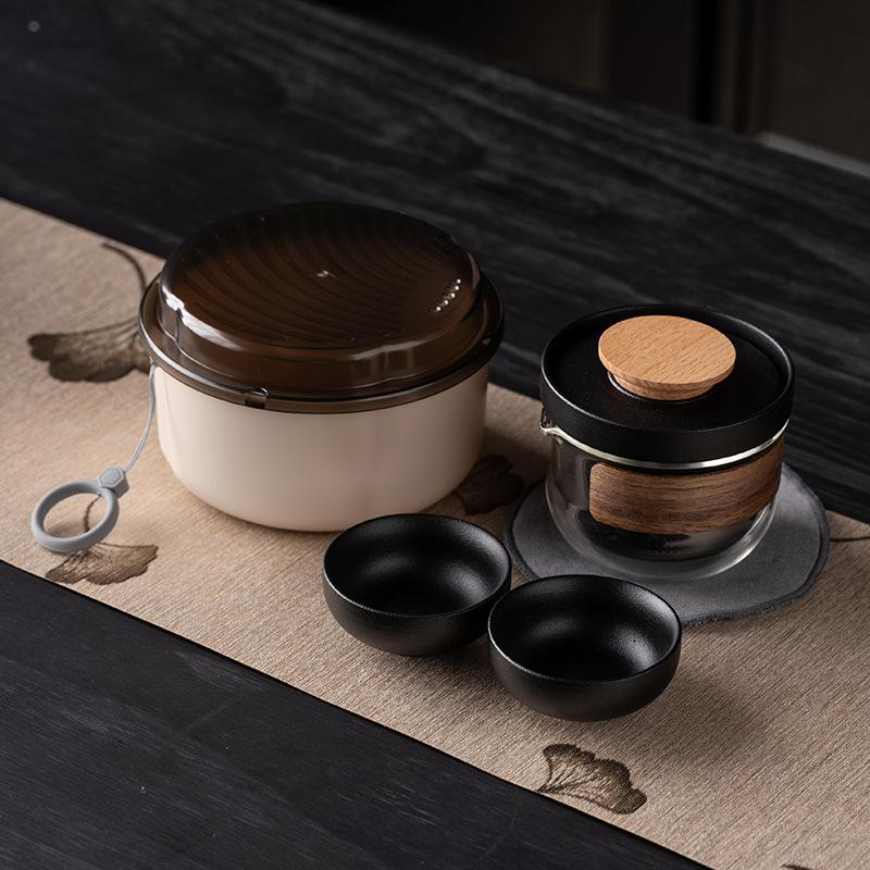 Light luxury one pot two cups travel kung fu tea set tea separation small tea table tea maker business souvenir