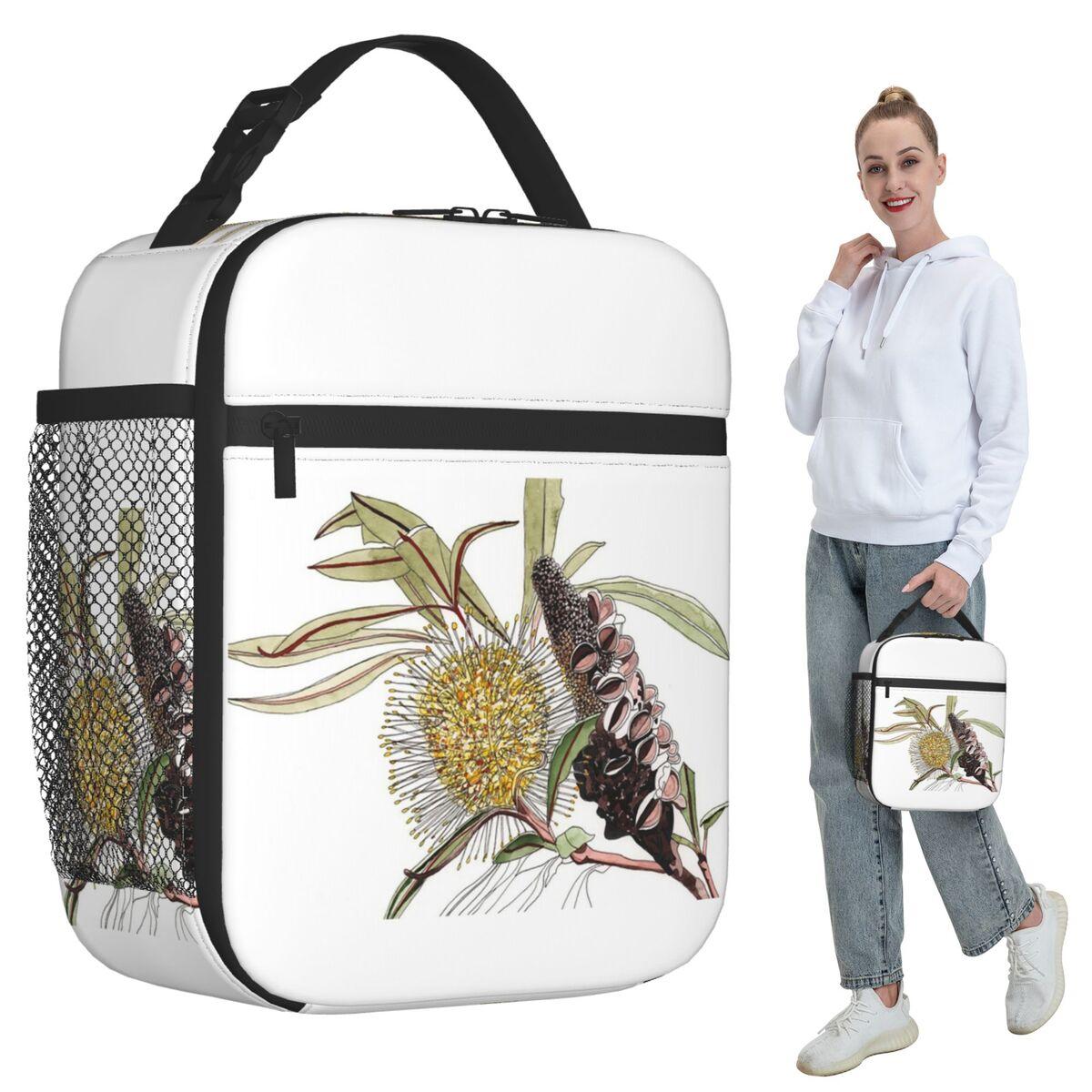 Banksia Flower Pod Australian Flora Yellow Insulated Lunch Bag for Women Office Cooler Thermal Food Box Tote Lunch Boxes One Size