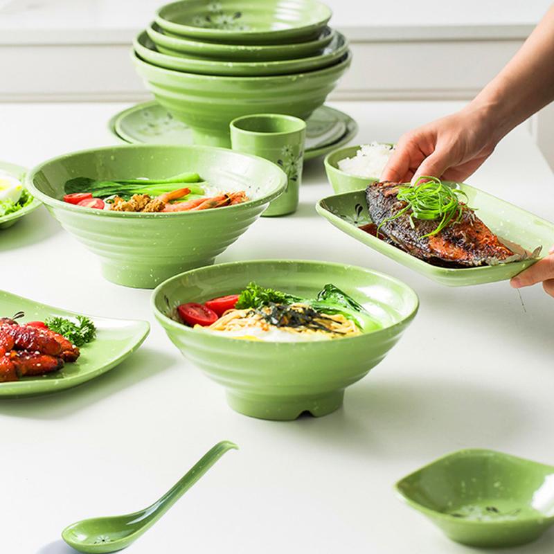Break-Resistant Melamine Noodle Bowl Thickened Flower Large Bowl Soup Bowl Plastic Food Tableware 7/8/9 Inch