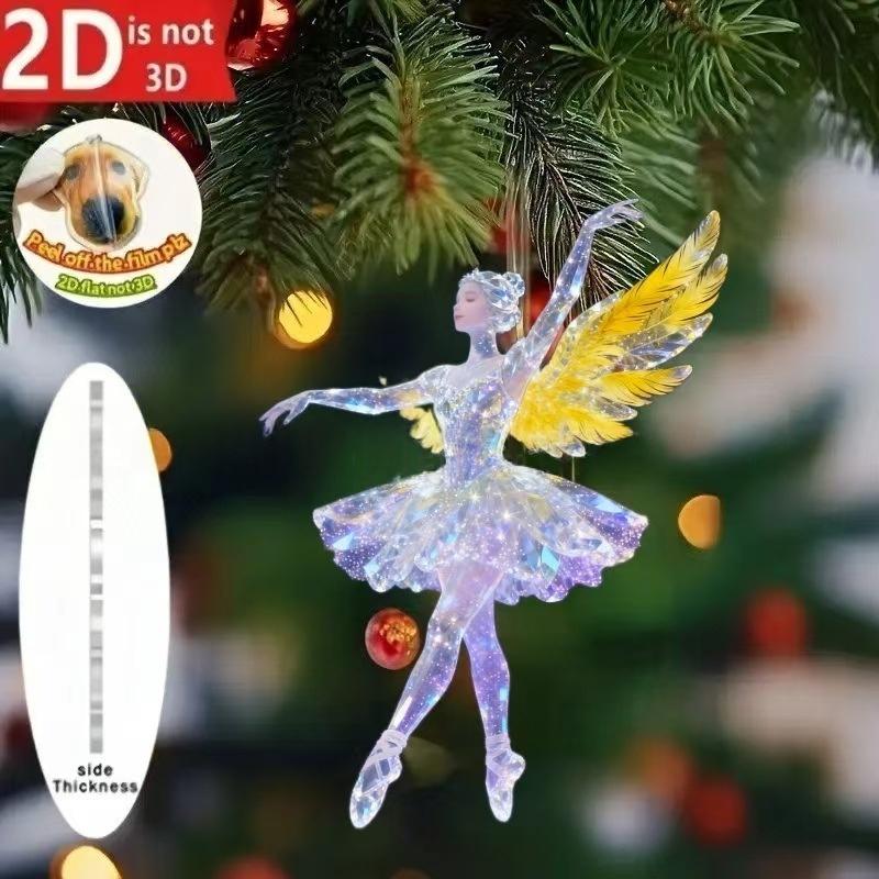 2D Acrylic Christmas Pendants Zodiac Horse Tree Hangings Car Rearview Mirror Pendant Charm Party New Year Decoration Ornaments