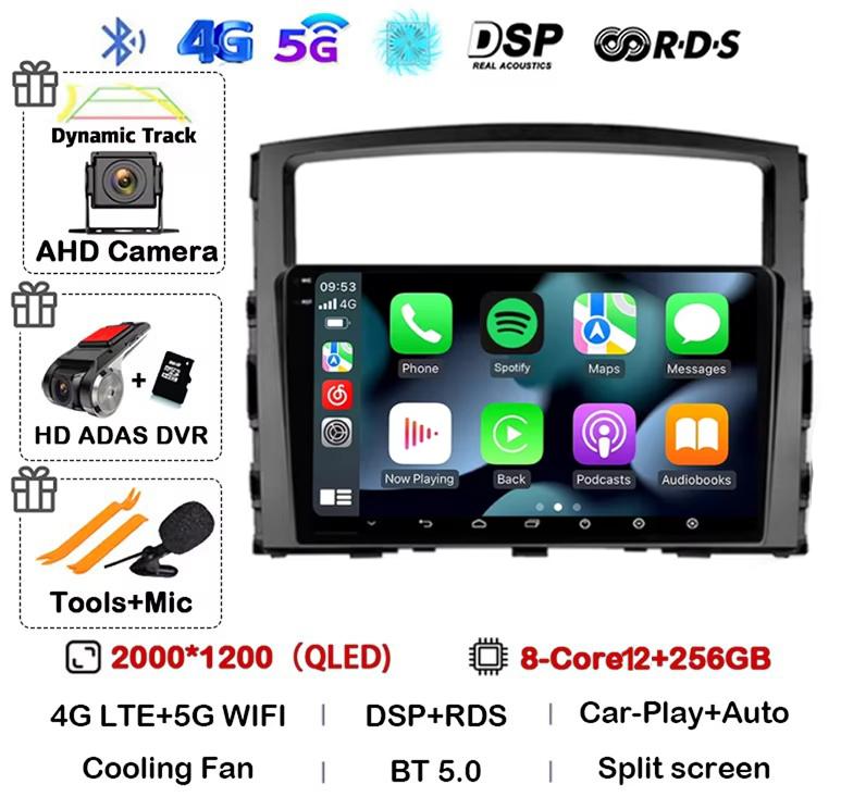 Android 14 Carplay Auto For Mitsubishi Pajero 4 V80 V90 2006 2007 2008 2009 - 2014 Car Radio Multimedia Video Player GPS Stereo