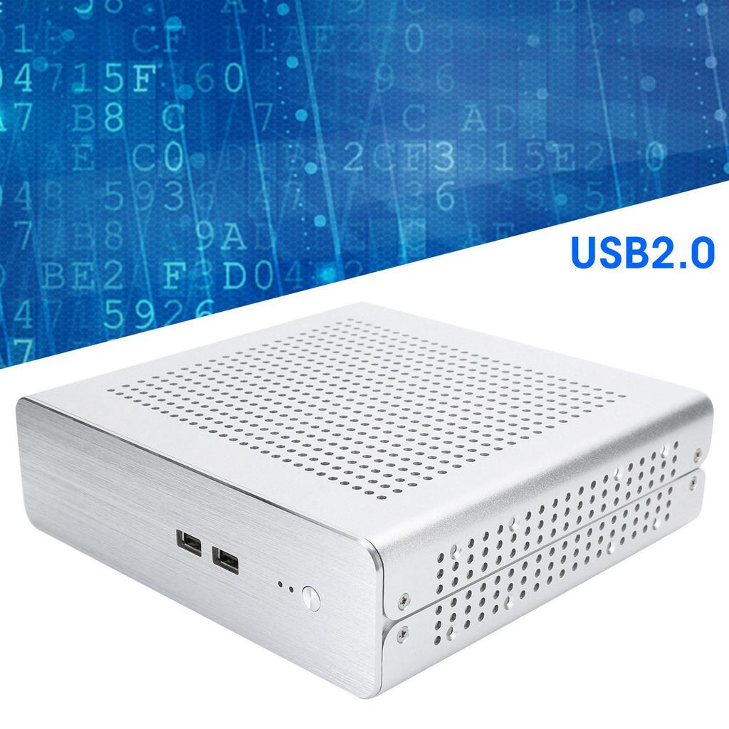 G60S HTPC Gehäuse Vollaluminium ATX Netzteil ITX Gehäuse für Desktop Computer(Silber USB 2.0)