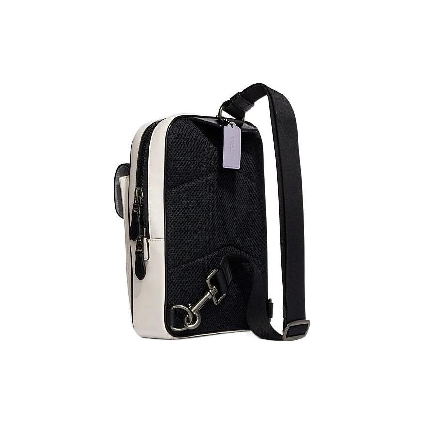 New COACH Track PVC Fanny Pack, Crossbody Bag, Sling Bag Small Men's Black White CJ663-QBCAH