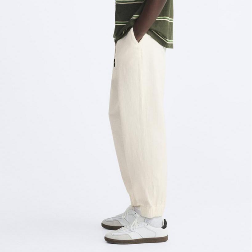 ZARA Comfortable Solid Color Simple Versatile Casual Pants Men bottoms Beige 4758635-052