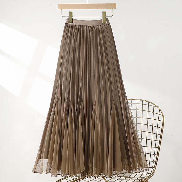 

Женская весенне-осенняя юбка с высокой талией, плиссированная, годе, из сетки, однотонная, на все случаи жизни one size