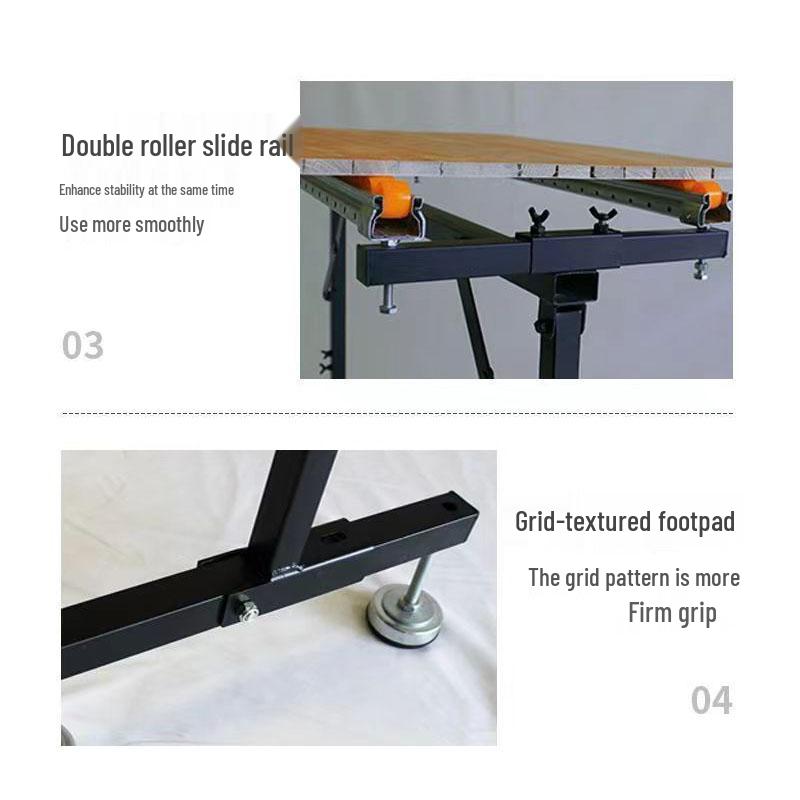 Adjustable Folding Roller Support Stand for Table Saw and Woodworking
