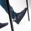 Sneakers Davis schwarzes Leder, blaues Nubuk 12142