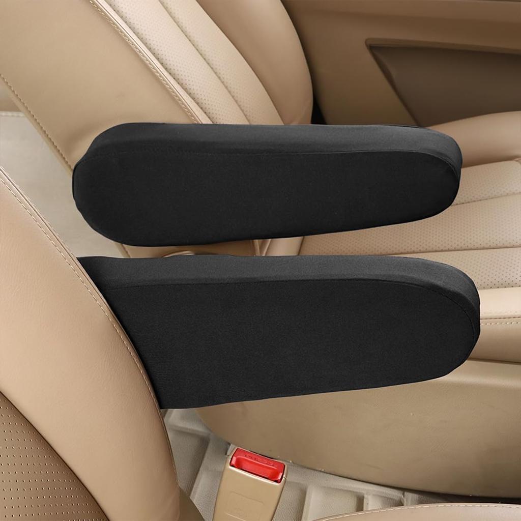 AUCELI 2 Pcs Car Front Seat Armrest Covers, Cloth Fabric Armrest Protectors, Direct Replacement Center Console Lid Armrest Cover Skin, Universal