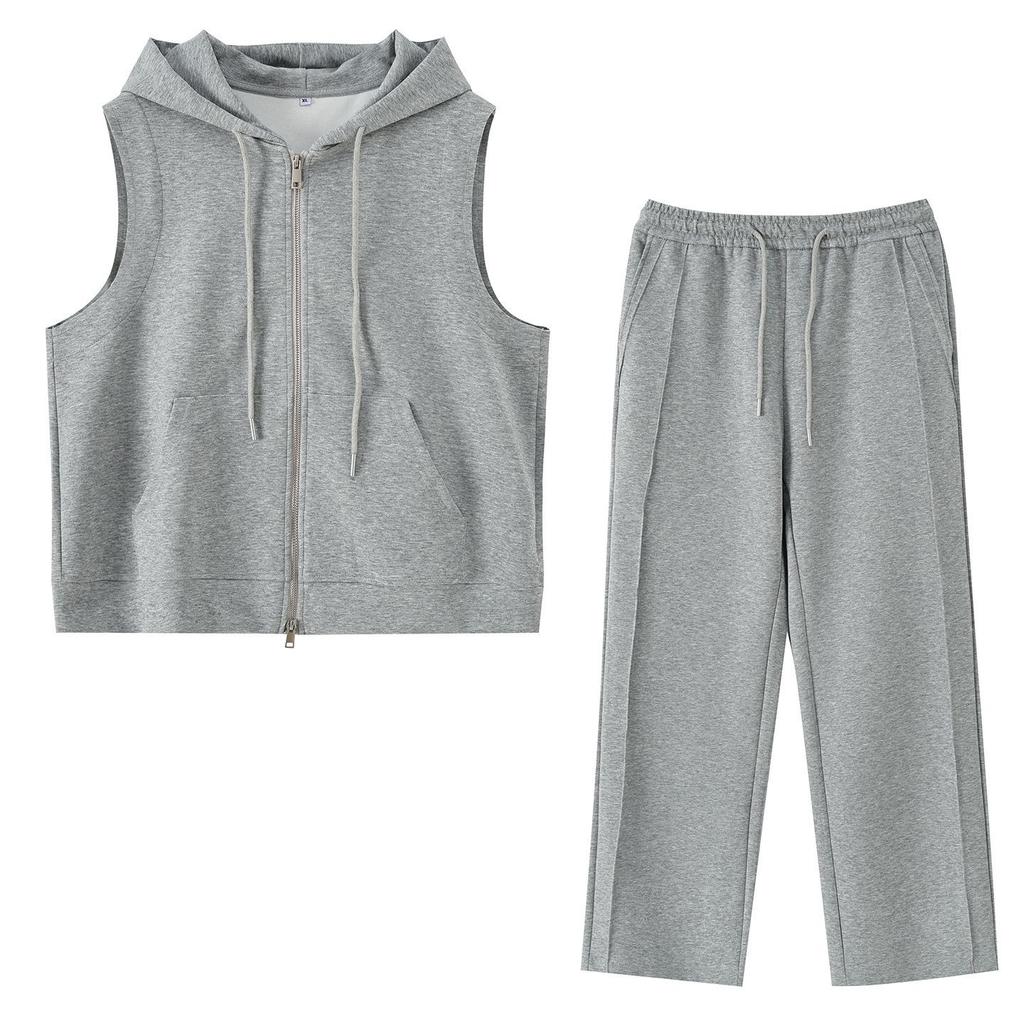 Zhi Xuan Plus Size Women’s Casual Hooded Vest & Slimming Wide-Leg Pants Set, Spring 2026.