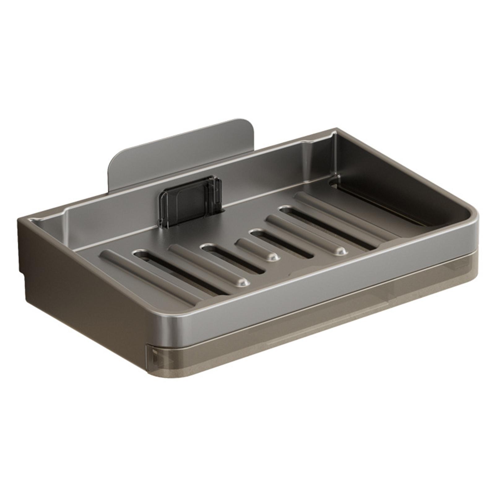 1PC Storage Rack Wall Soap Dish for Bathroom Case Soap Box Dish Storage Plate Drain Soap Box Soap Holder Bathroom Accessories серый
