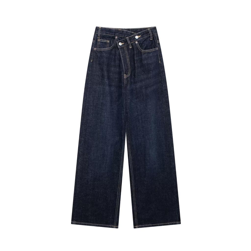 European and American style, new women's clothing, fashionable double-placket waistband, high waist and wide leg jeans 8197/232