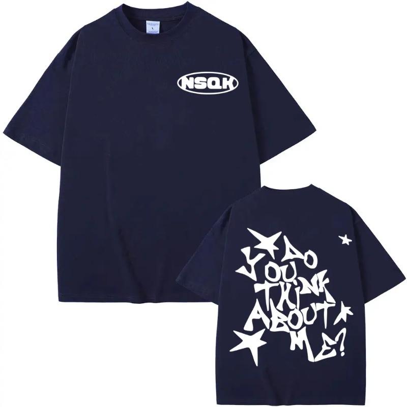 Rapper Nsqk Aoou Thnk about Me Album 2025 Merch T Shirt Men Women Fashion Retro Short Sleeve Oversized Cotton T-shirt Streetwear