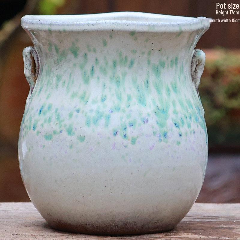Yixing Zisha Coarse Pottery Flower Pot with Feet: Large Ceramic Succulent Planter for Green Plants & Flowers.