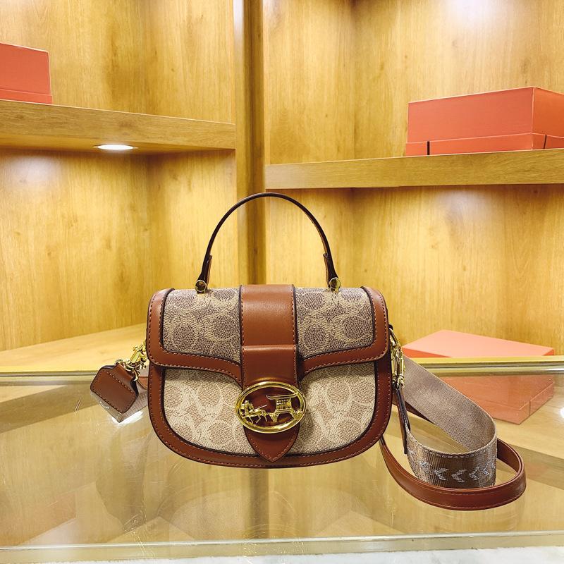 

Сумки Женские сумки Новые трендовые высококлассные контрастные цвета Сумки через плечо Универсальные широкие плечевые ремни Сумки кросс-боди Повседневные сумки 18cm*19cm14cm коричневый