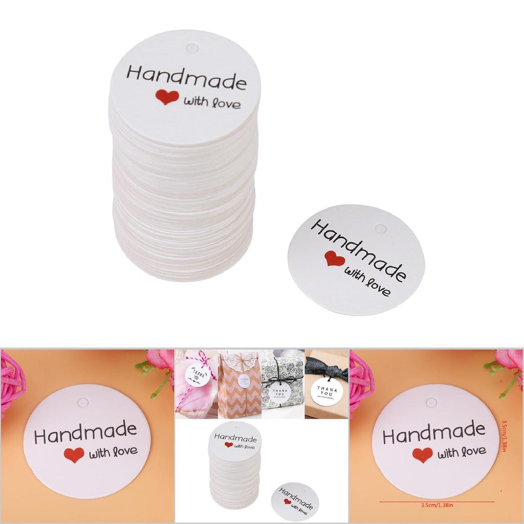 100 ks bílých ručně vyráběných závěsných štítků na svatební dárky, visačky na dezerty, cenovky na šperky #4