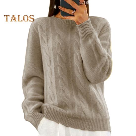 

Женский свитер с круглым вырезом и длинным рукавом, с перекрученной текстурой, трикотажные топы, однотонные, свободные, ретро-пуловеры L верблюд