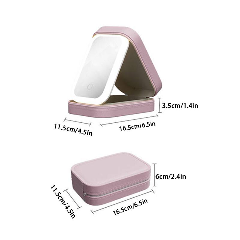 Tragbare Aufbewahrungsboxen für Kosmetika mit LED-Lichtspiegel, wasserdicht, staubdicht, Aufbewahrungsbox für Make-up, Reise-Organizer für Frauen
