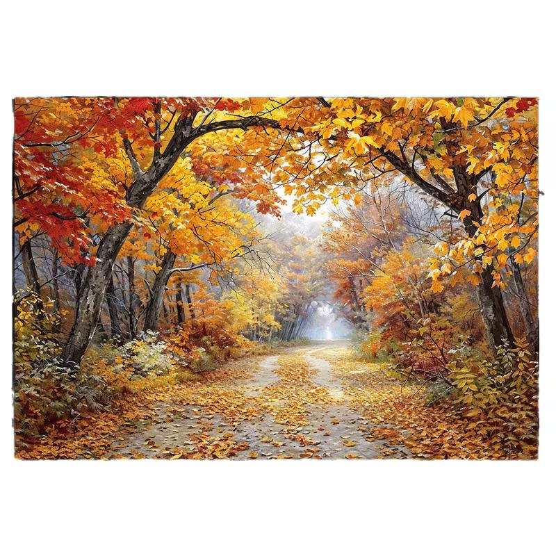 

2D Fall Maple Backdrop, Orange Leaf Path Background for Thanksgiving & Harvest Party 47.2x31.5inch/120*80cm