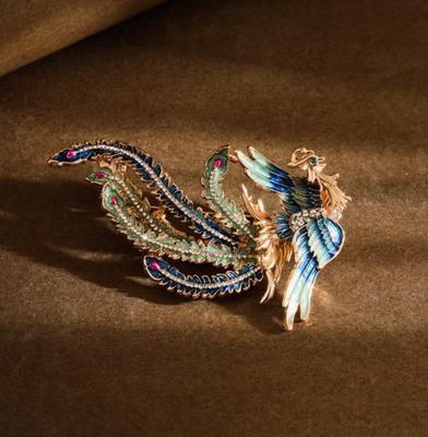 Fashion Phoenix Brooches Unisex Enamel Animal Bird Category Pin Women Coat Accessories Gifts