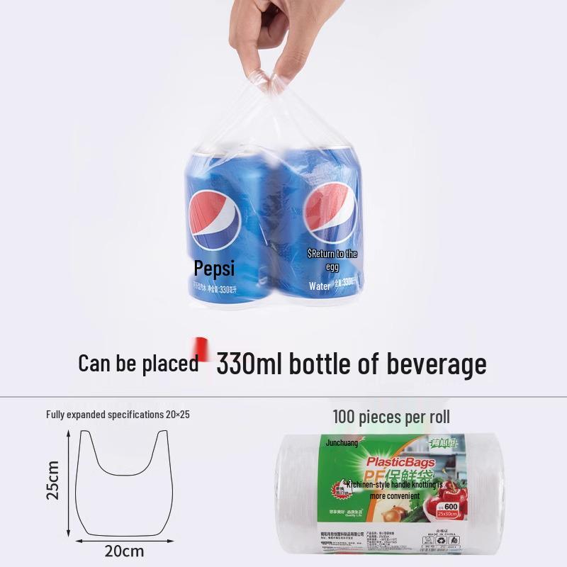 Food-Grade Vest-Style Disposable Plastic Kitchen Bags for Fresh Storage - Various Sizes