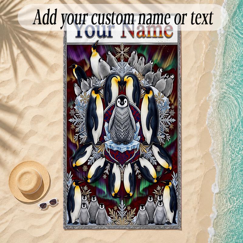 Snow Theme Soft Beach Towel Personalized Custom Name Text Towel Portable for Beach Pool Travel