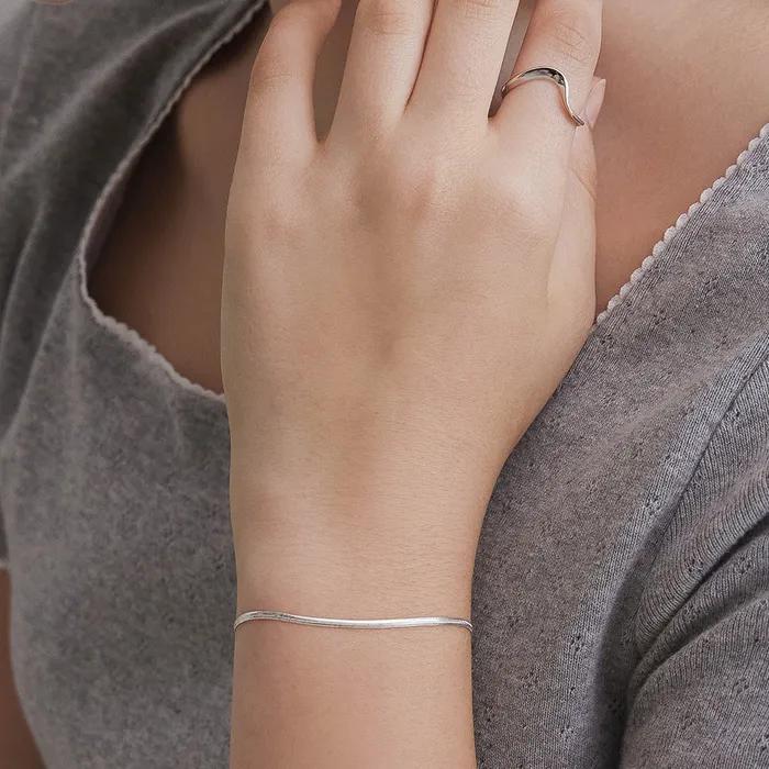 (Silver 925) Modern Flat Snake Chain Bracelet BR1795