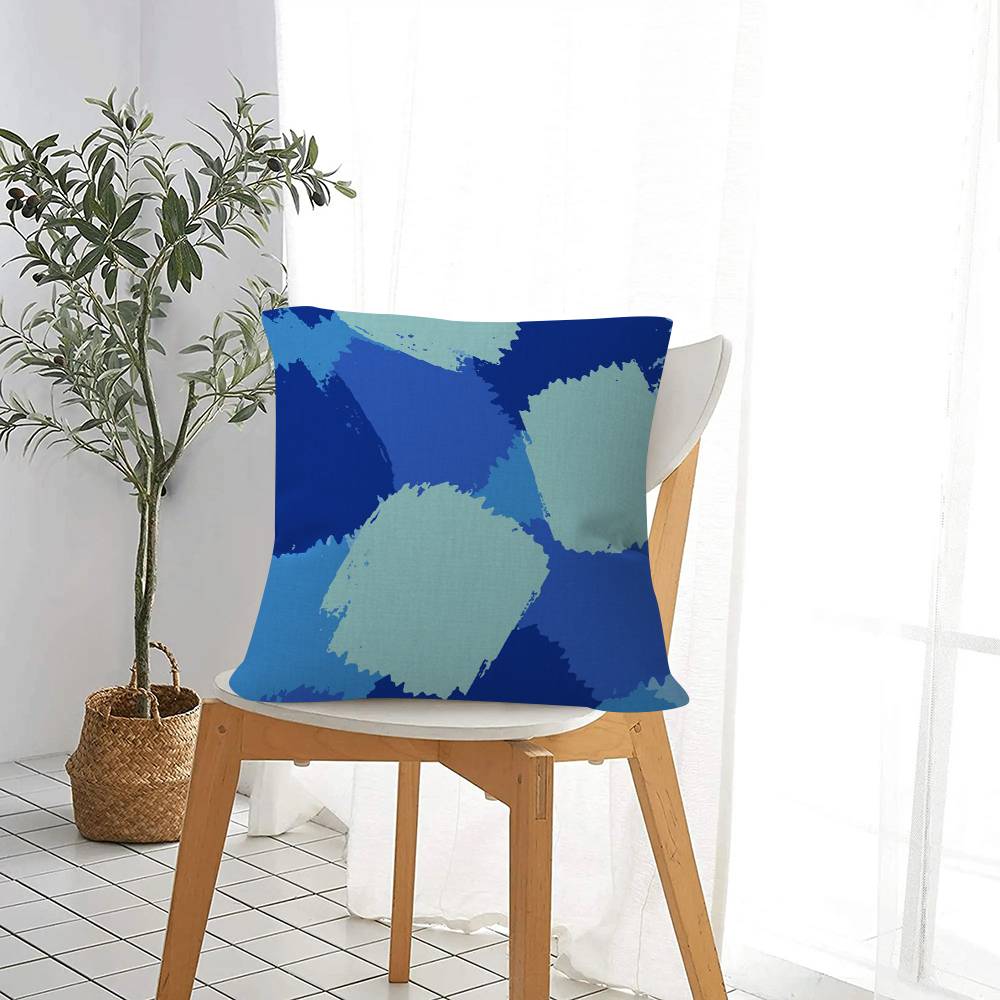 Beauty Blue Geometric Cushion Cover Inches Farmhouse Decor Home Throw Pillow Covers For Couch Decorations