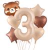7pcs Cute Bear Balloon Set with 32 Inch Caramel Digital Aluminum Foil Balloon for Birthday Party Decoration Baby Shower Supplies