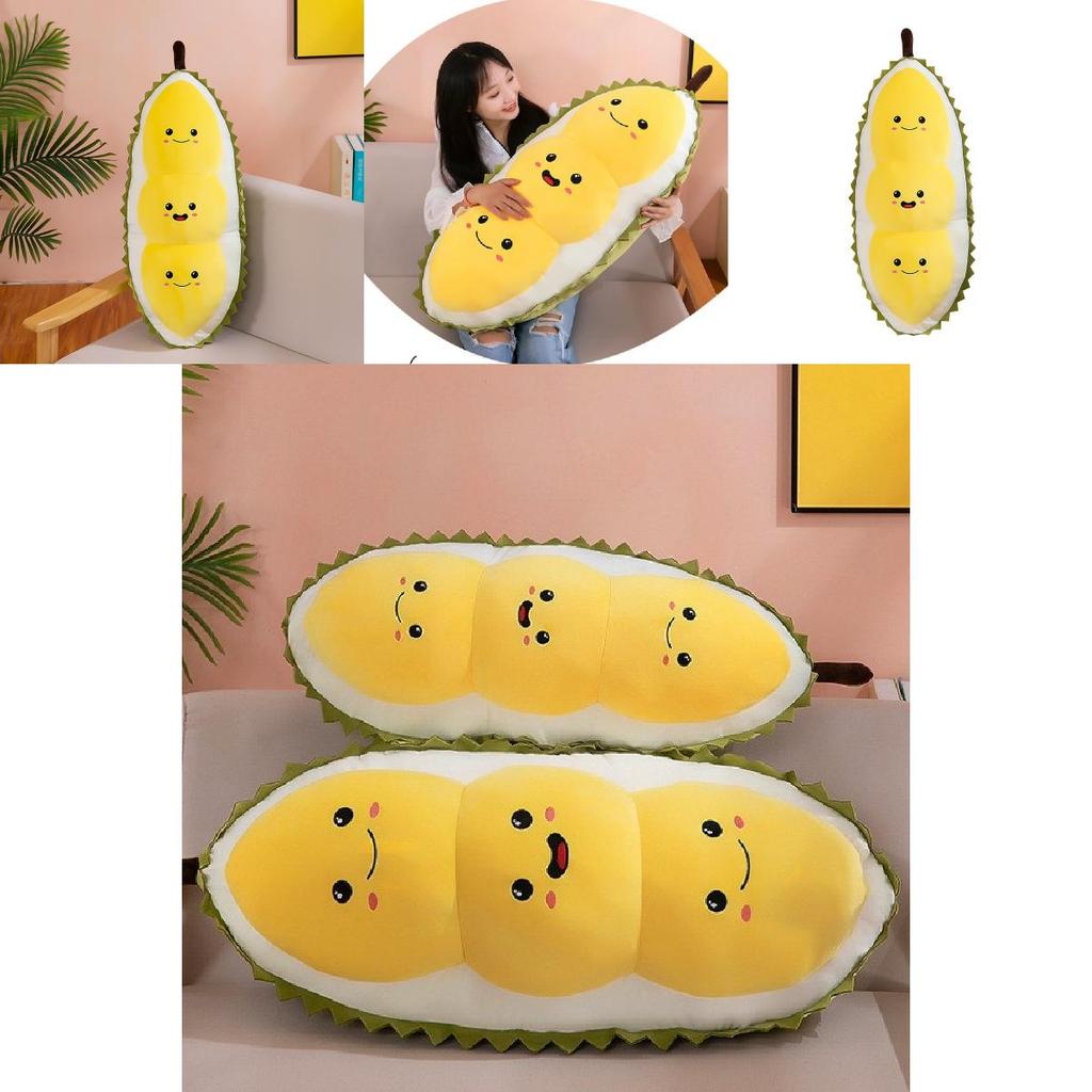 Adorable Plush Durian Bean Pillow Soft Stuffed Toy For Girls Decorative Home Accent