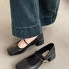French retro Mary Jane shoes women's autumn 2025 new shallow mouth square head thick middle heel with skirt loafers