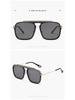 3184 Große quadratische Metallrahmen-Sonnenbrille mit Doppelsteg, UV-Schutz, Braun, Europäischer Stil für Damen und Herren