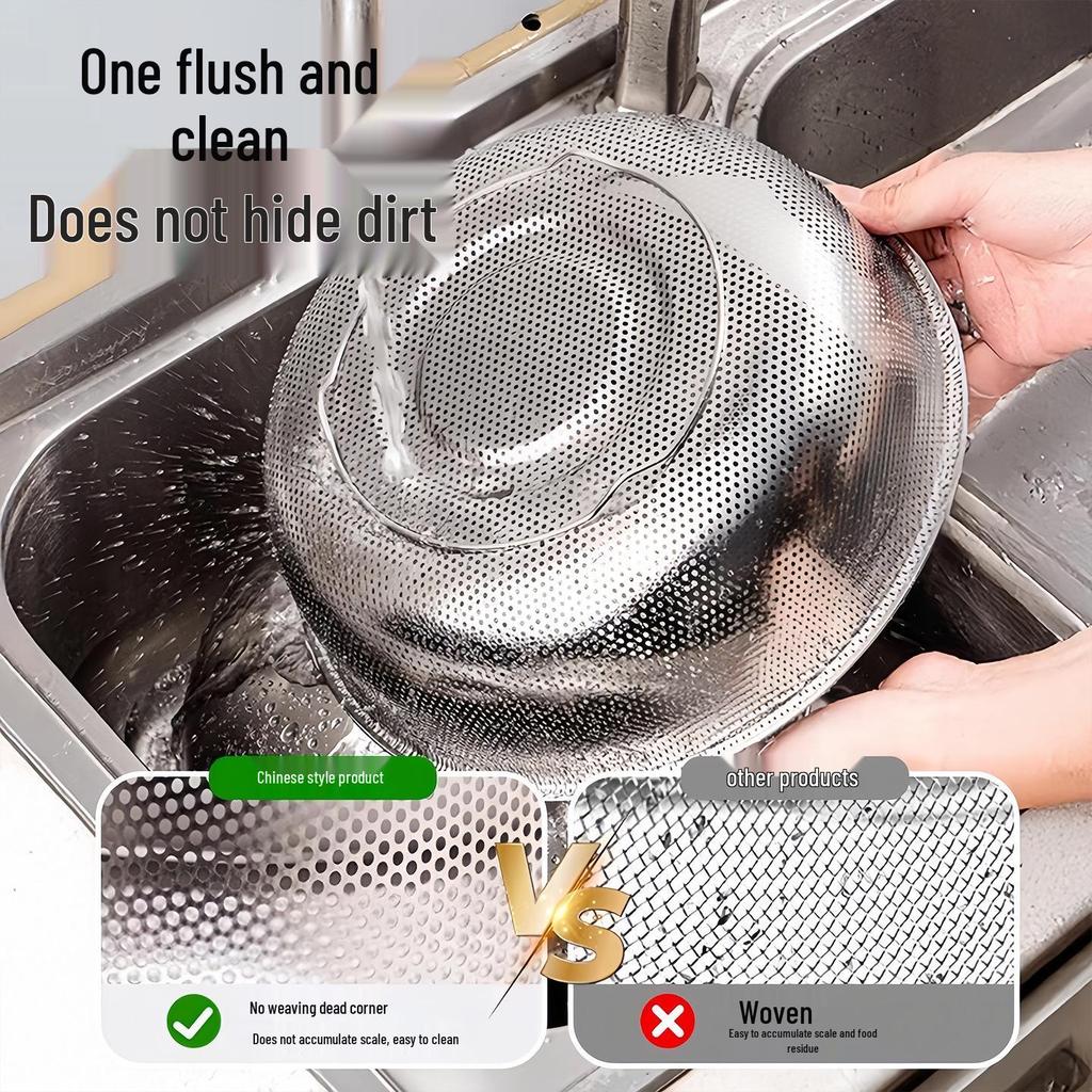 Food Grade Stainless Steel Colander & Strainer Basket for Washing Vegetables and Rice